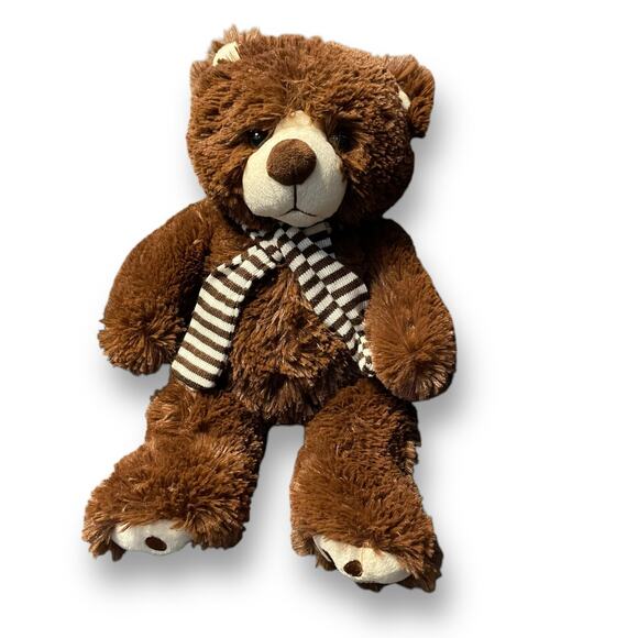 Ms Teddy Bear Plush Striped Scarf Nursery Decor Stuffed Animal Shower Gift 15" - Picture 2 of 9